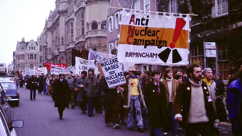 Anti-nuclear weapons protest march, Oxford, England, 1980.