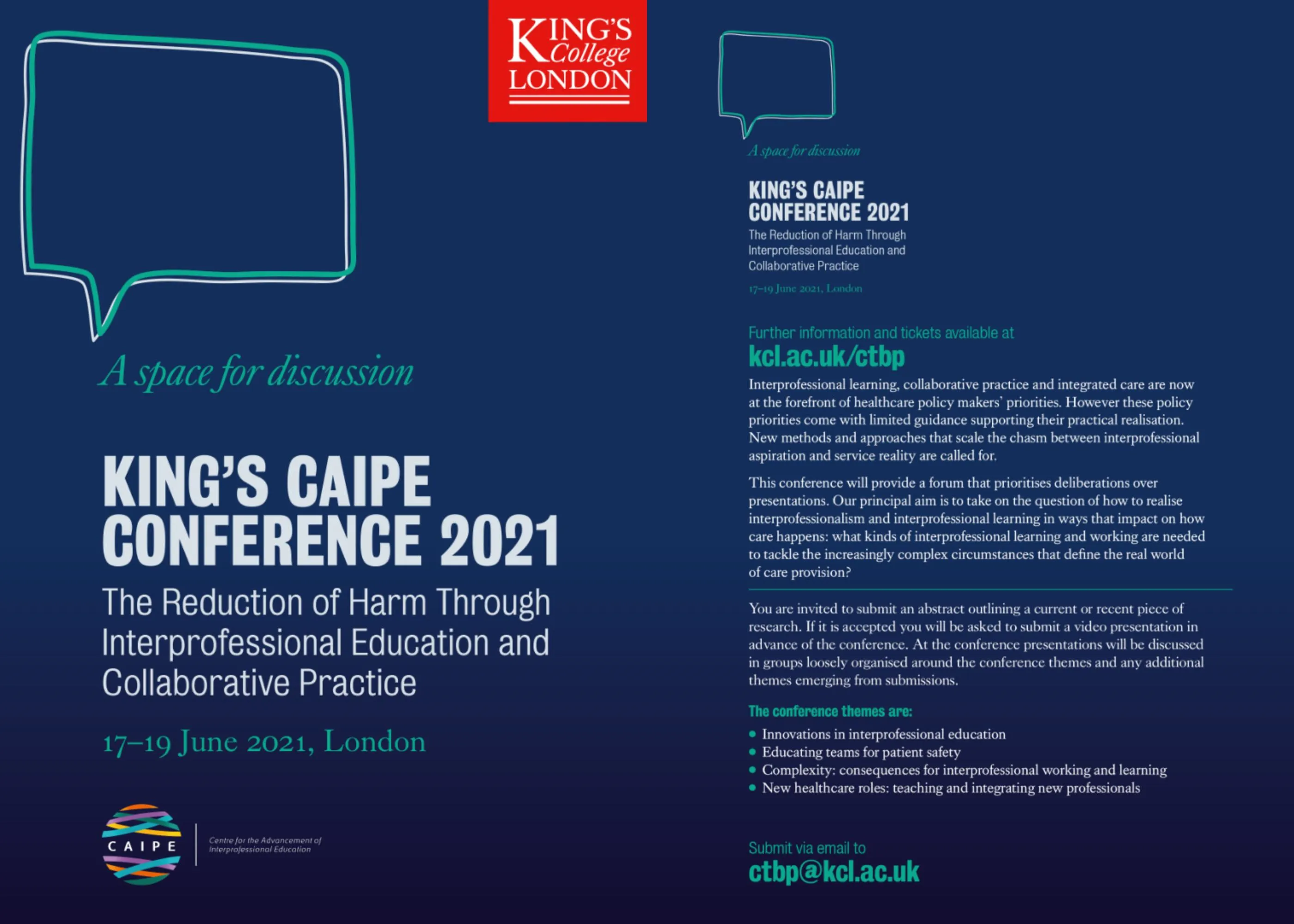 King's CAIPE Conference 2021 flyer side