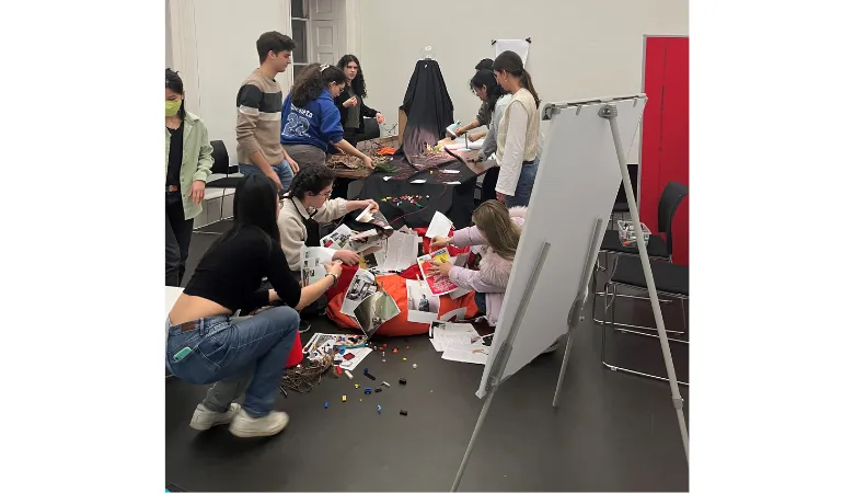 group of students making artwork