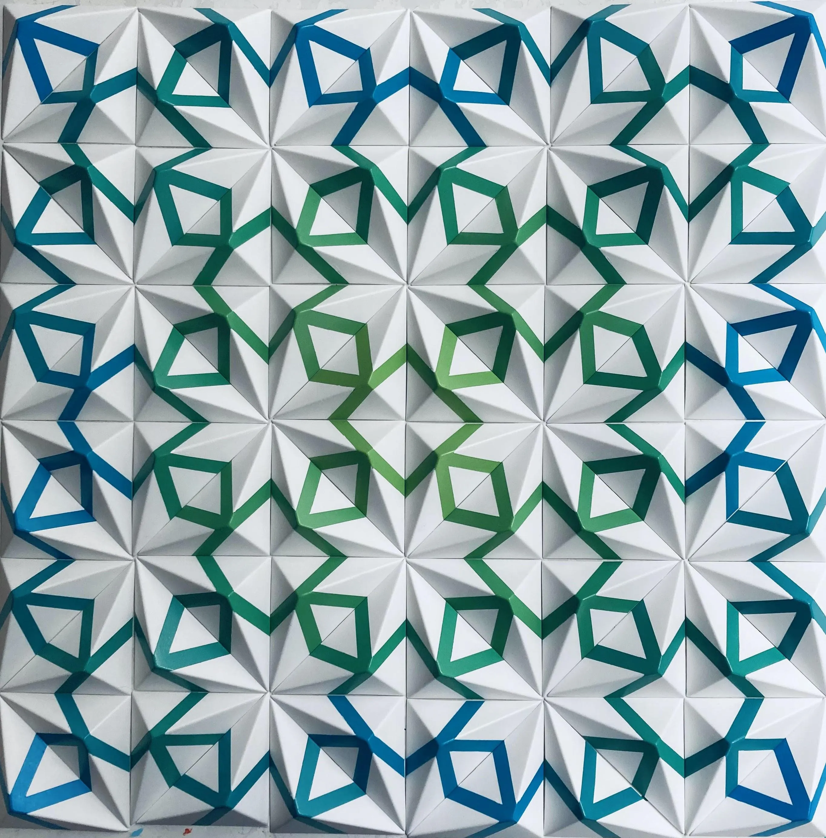 Root 2: Blue by Zarah Hussain currently on display in It All Adds Up: Global Discoveries in Maths