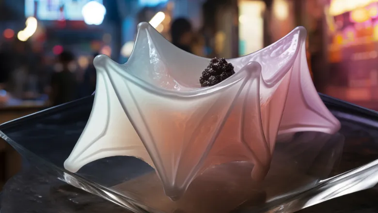 A close up of a futurist translucent bat wing