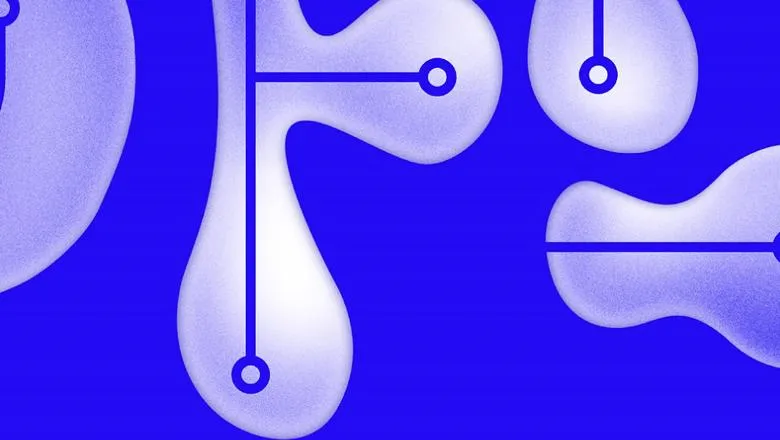 seeking connection banner with blue background, blobs and nodes in blue