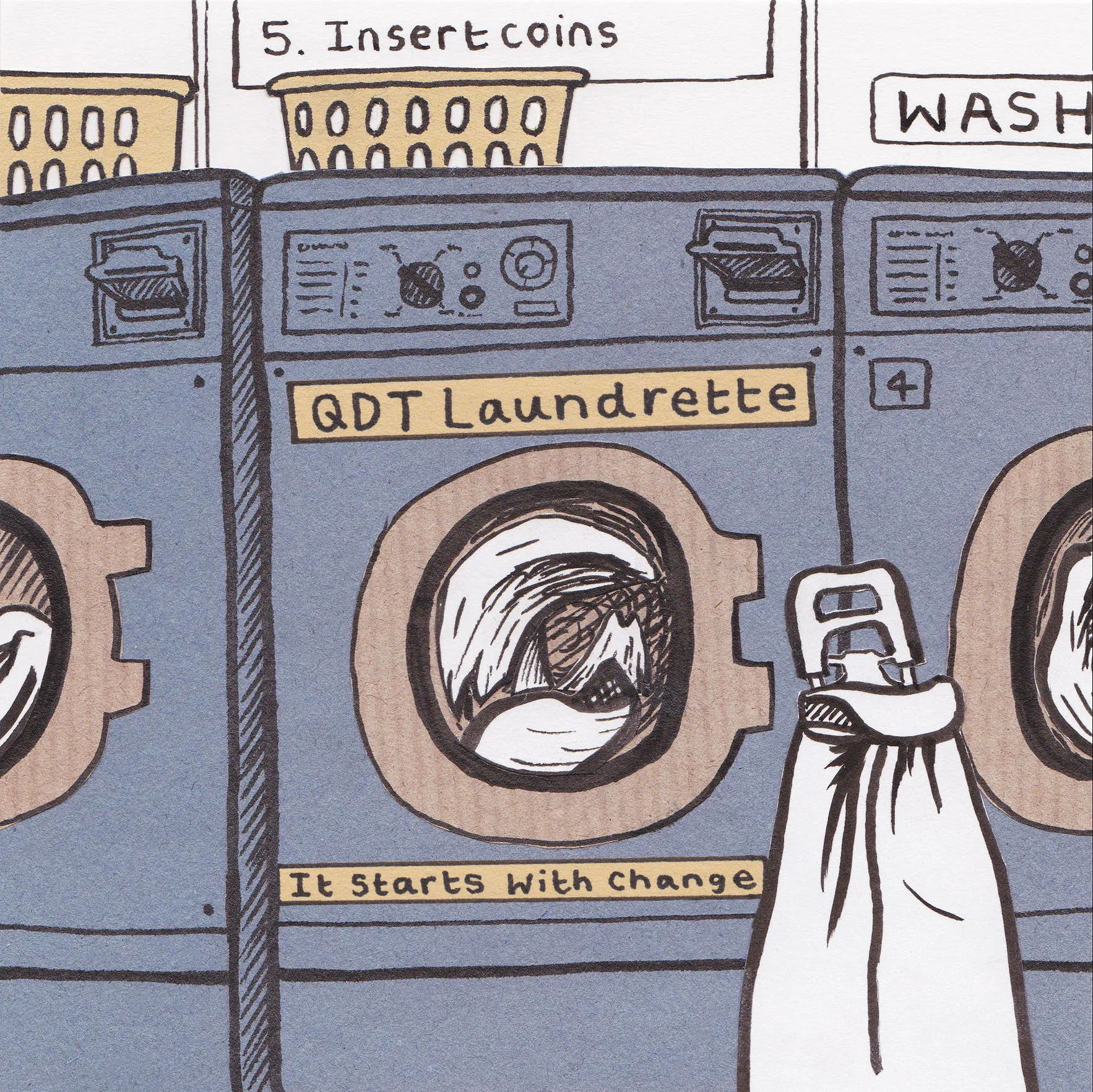 Quiet Down There Launderette Logo illustration