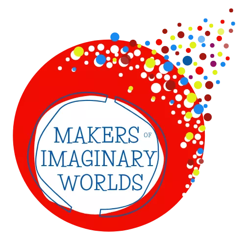 Red logo of artist collective Makers of Imaginary Worlds