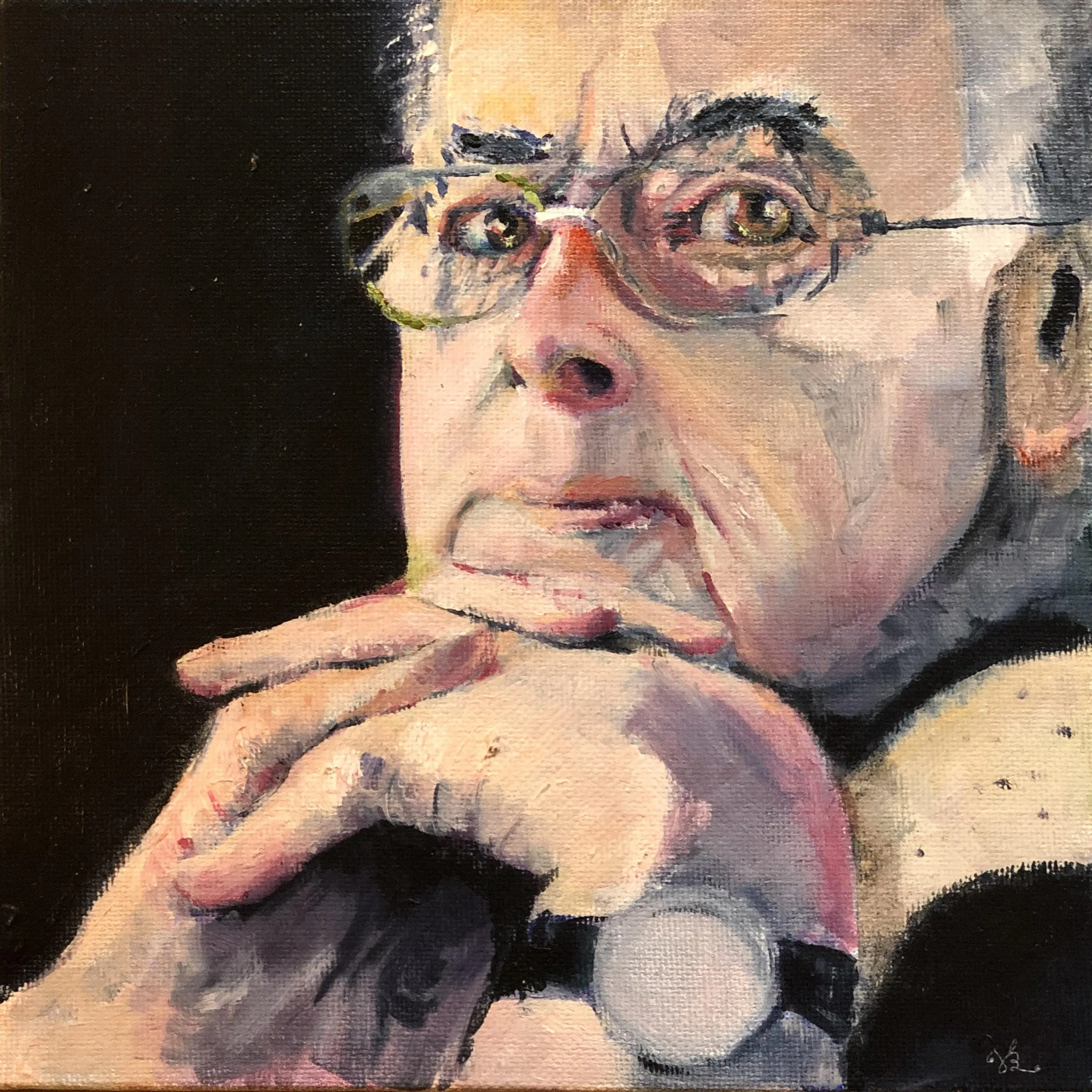 Professor Anthony Savile, oil on canvas and part of The Philosophers by Vanessa Brassey