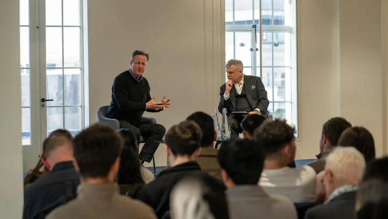 David Cameron answering student questions at King's College London