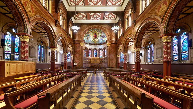 College Chapel on the Strand - view down central aisle towards the altar