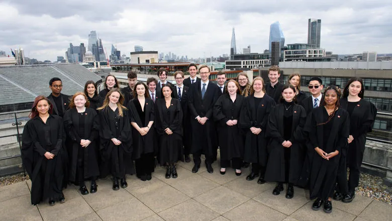 Choir of King's College London on rooftop of Bush House