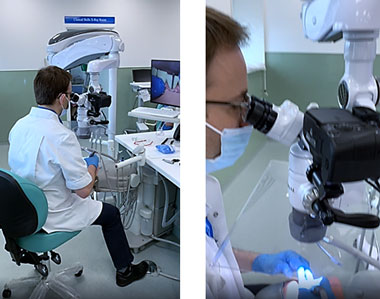 image of a person operating a surgical microscope