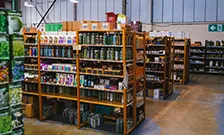 Shelves in a food bank