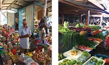 Two images showing a market in Latin America