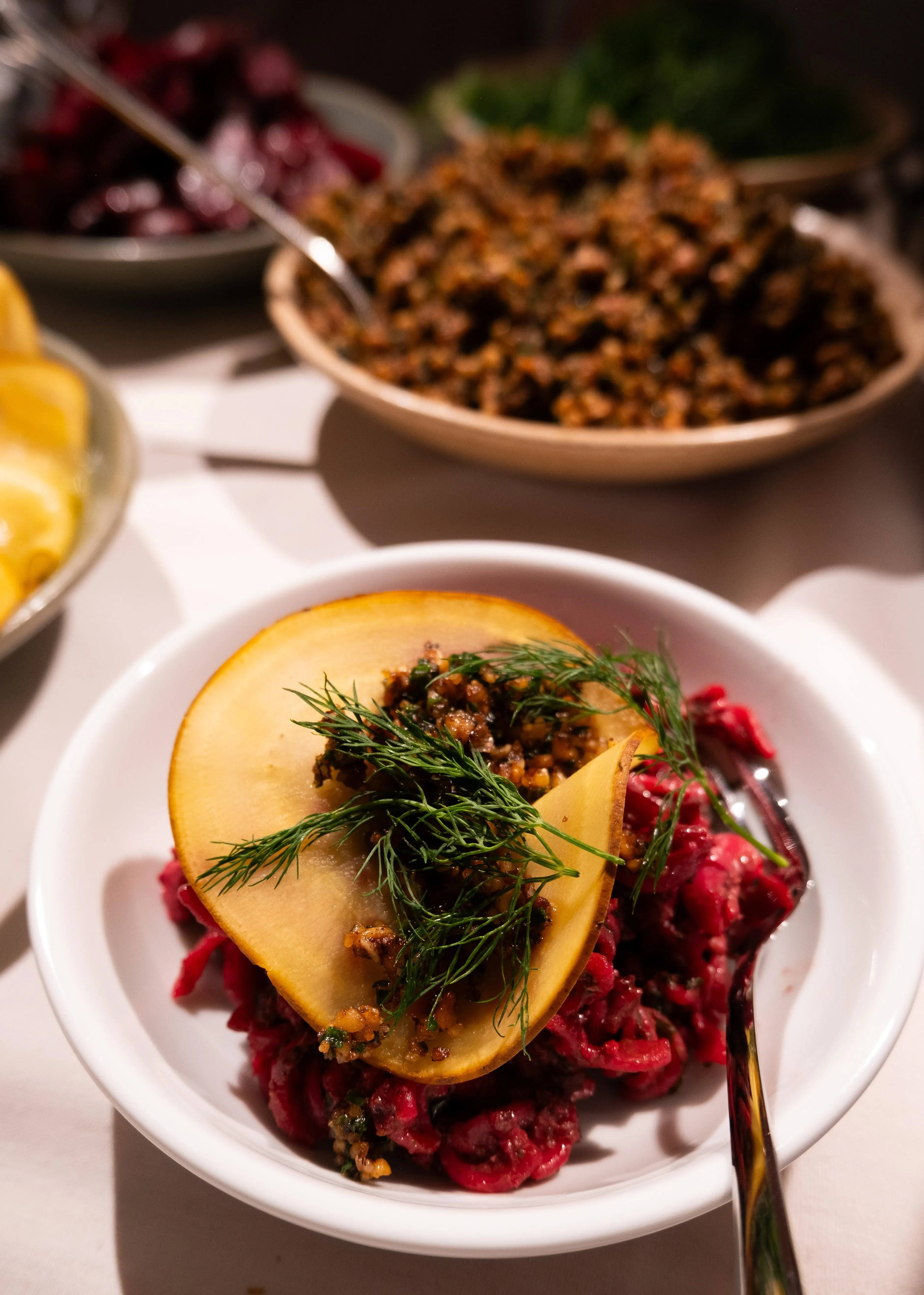 Cottage Cheese, Beetroot and Walnut Pasta