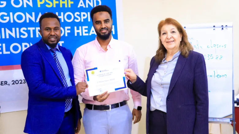 Director of Berbera Hospital certificate for NQIP training Somaliland