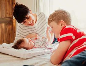 Mother baby and sibling