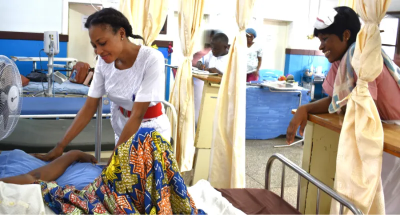 Nurses and patient on stroke unit Sierra Leone