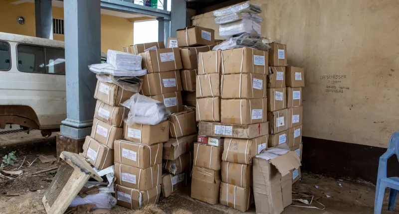 Boxes of patient forms Provincial Health Department DRC