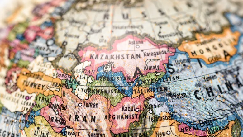 Kazakhstan map on globe