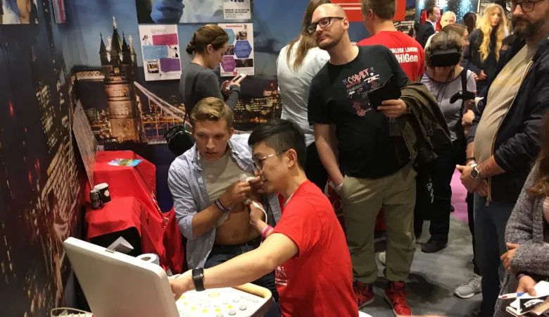 Haotian Gu demonstrating at New Scientist Live 2018