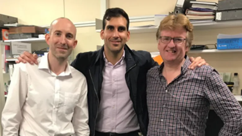 Researchers Drs James Arnold (Left), Paris Kosti (Middle) and John Maher (right) who developed HypoxiCAR.