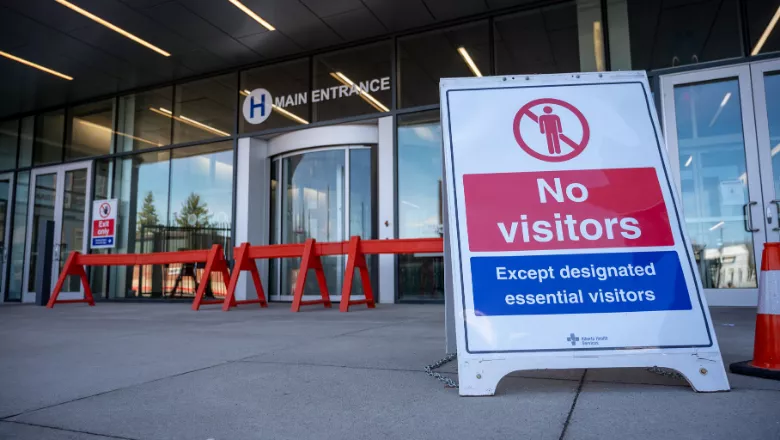 No visitors sign at hospital during COVID-19