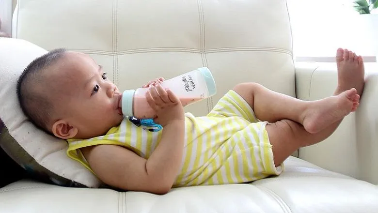 baby with bottle