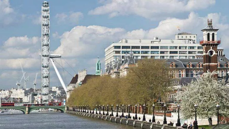 The Southbank of the Thames, with the London eye and St Thomas Hospital