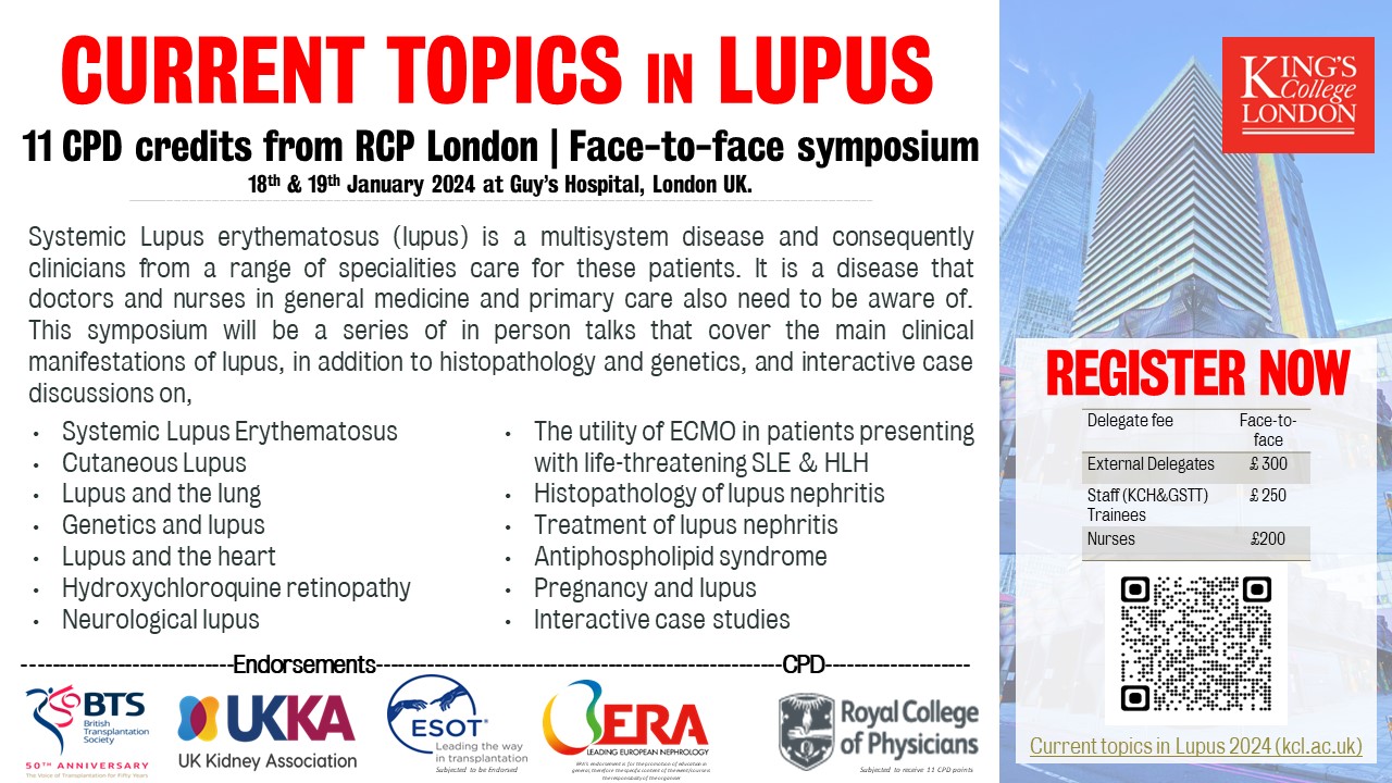 13-11 Register - CPD on Lupus - 18 & 19 January 2024