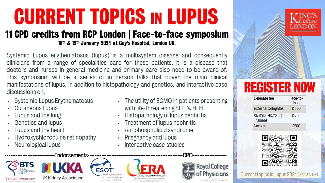 13-11 Register - CPD on Lupus - 18 & 19 January 2024