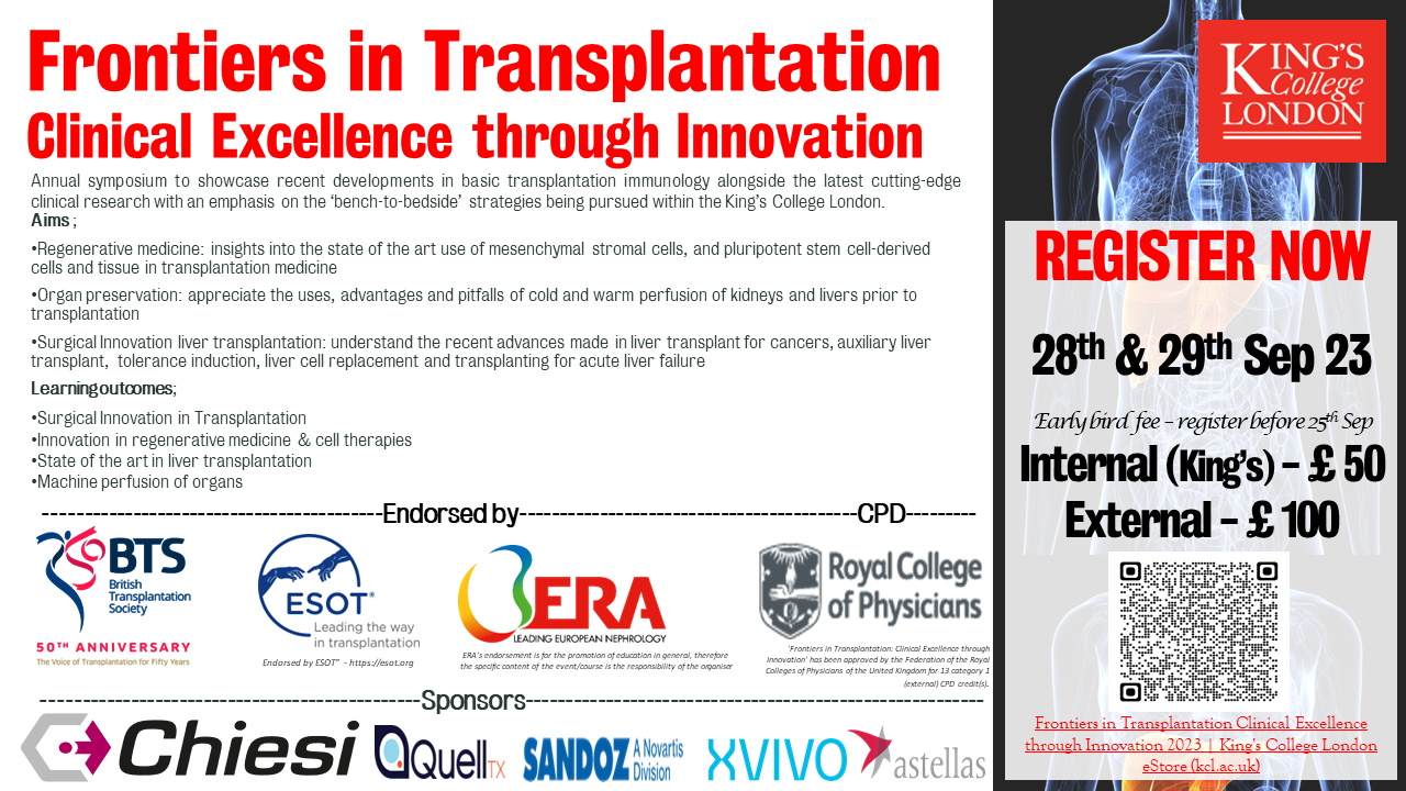 14-09 CPD Frontiers in transplantation - Sep 2023 register now