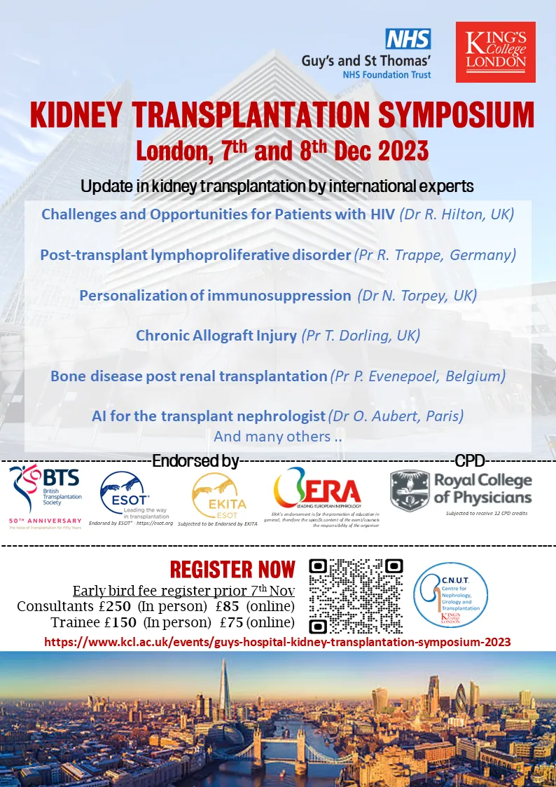 18-09 Guy's Hospital Kidney Transplantation flyer