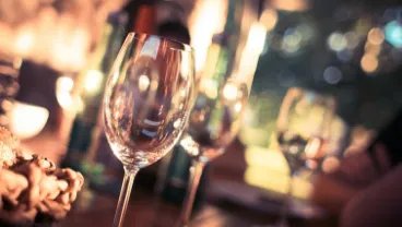 wine glasses on table