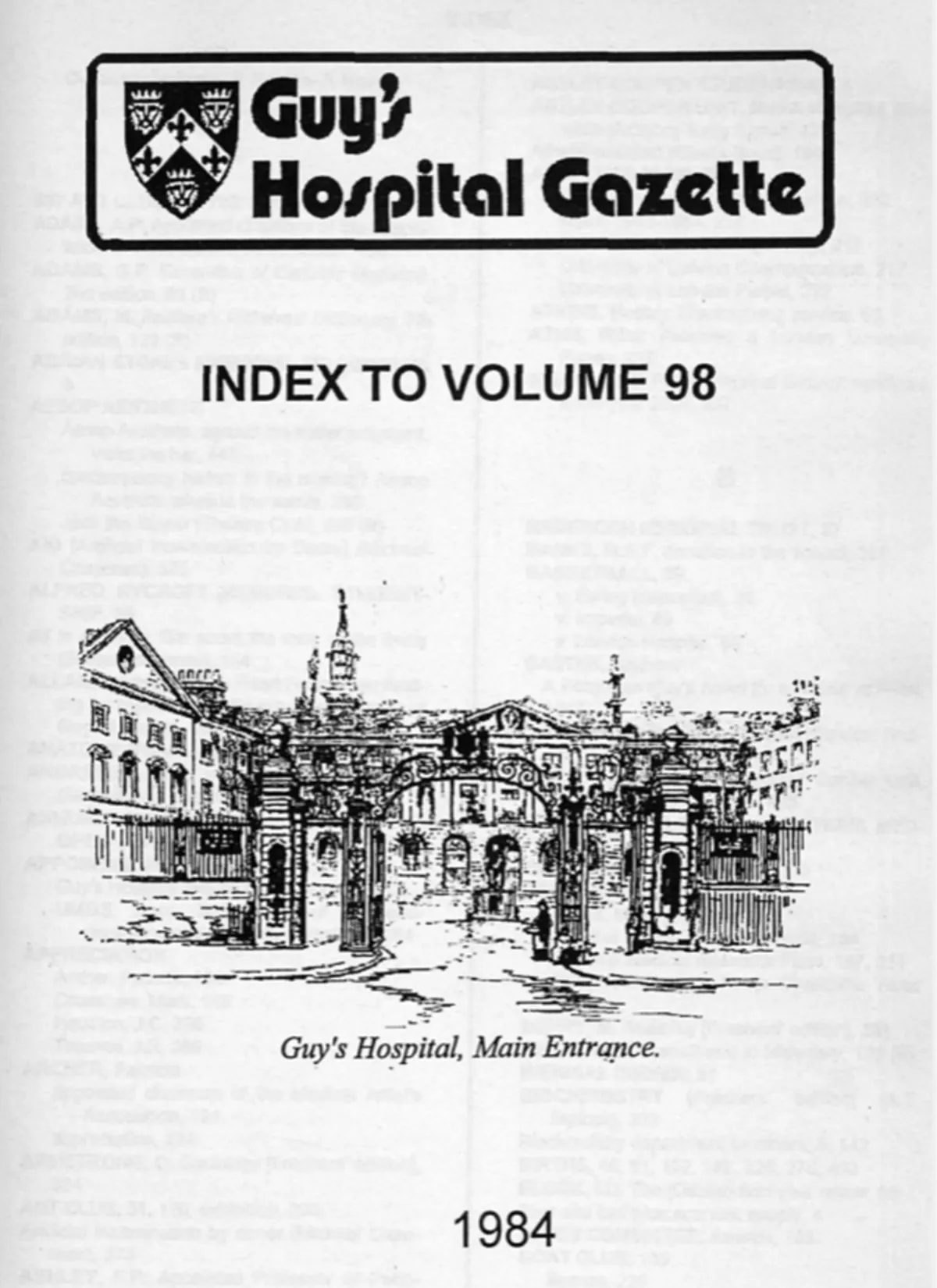 Index cover of the 1984 collection of Gazette editions