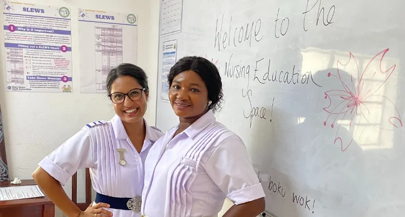 KGHP Volunteer Aneesah with Sister Rhoda Ugbala Connaught Hospital Sierra Leone