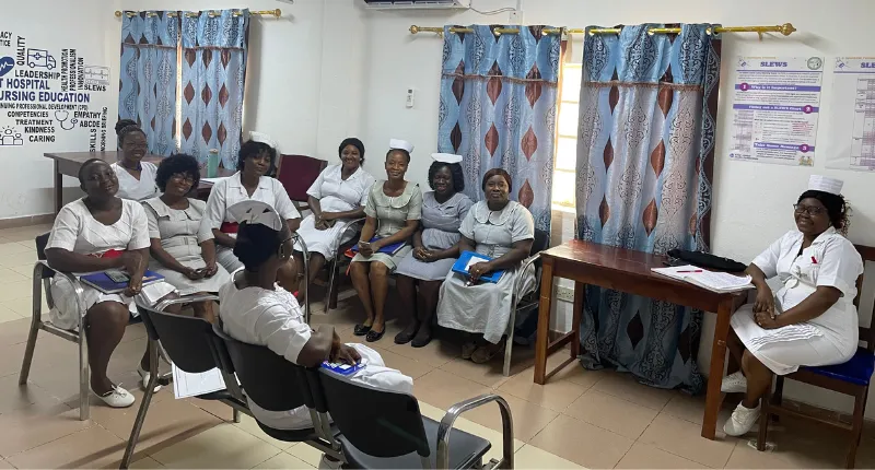 Nurses morning briefing Connaught Hospital Sierra Leone