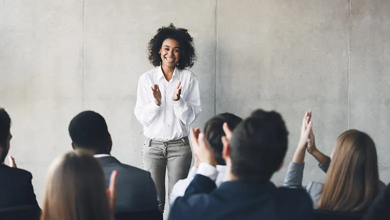 Woman presenting at work