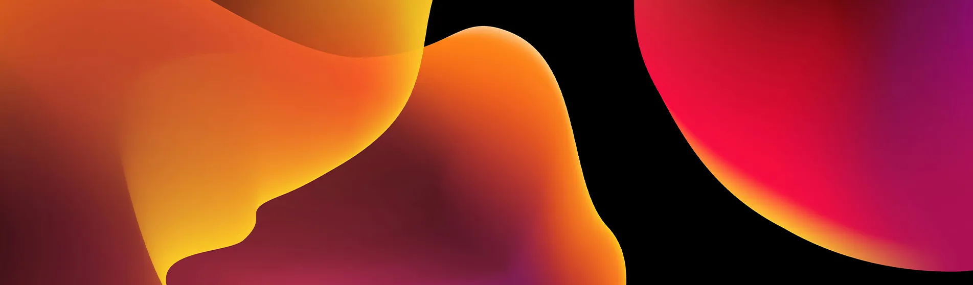 Colorful abstract shapes on black background.