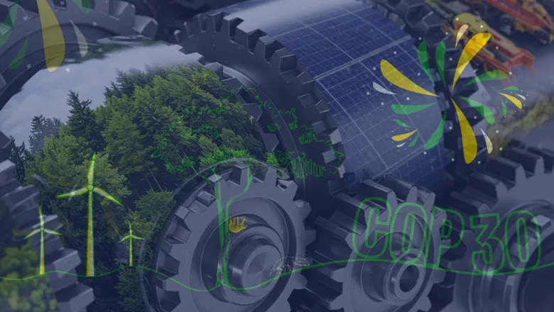 A selection of gears with pictures on them of trees and solar panels
