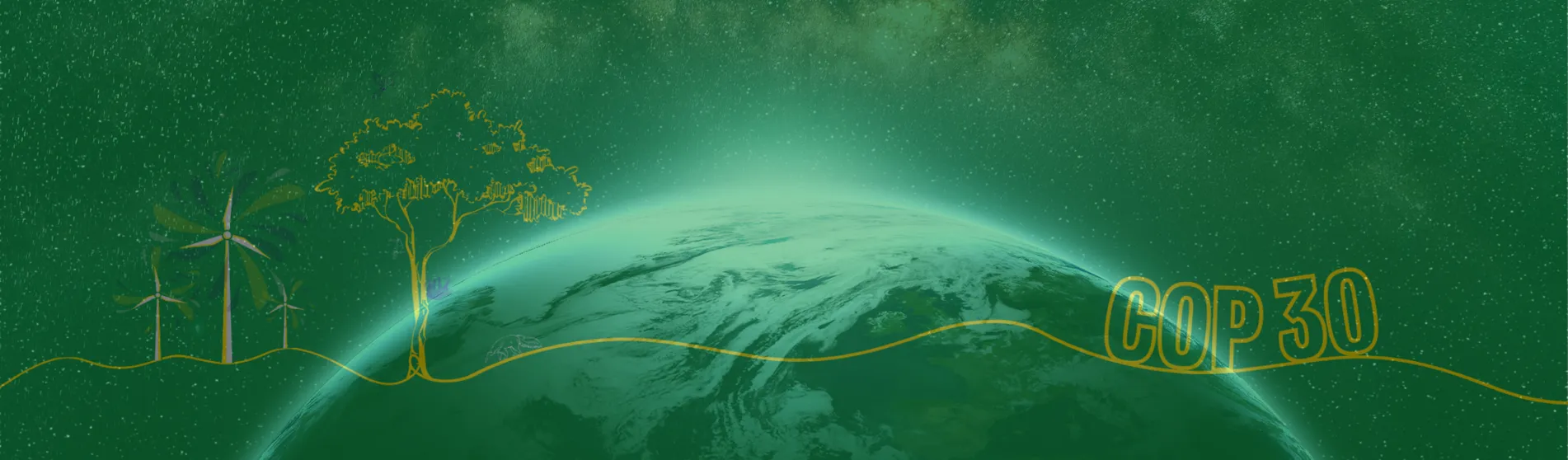 The Earth seen from space with the words COP30 overlaid