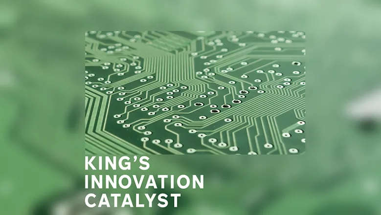 circuit board and King's Innovation Catalyst logo