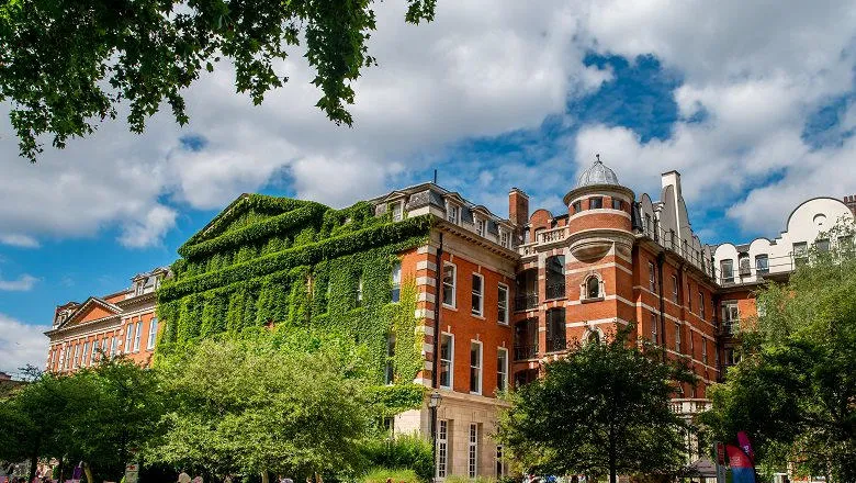 Image of Guy's campus, featuring the living wall.