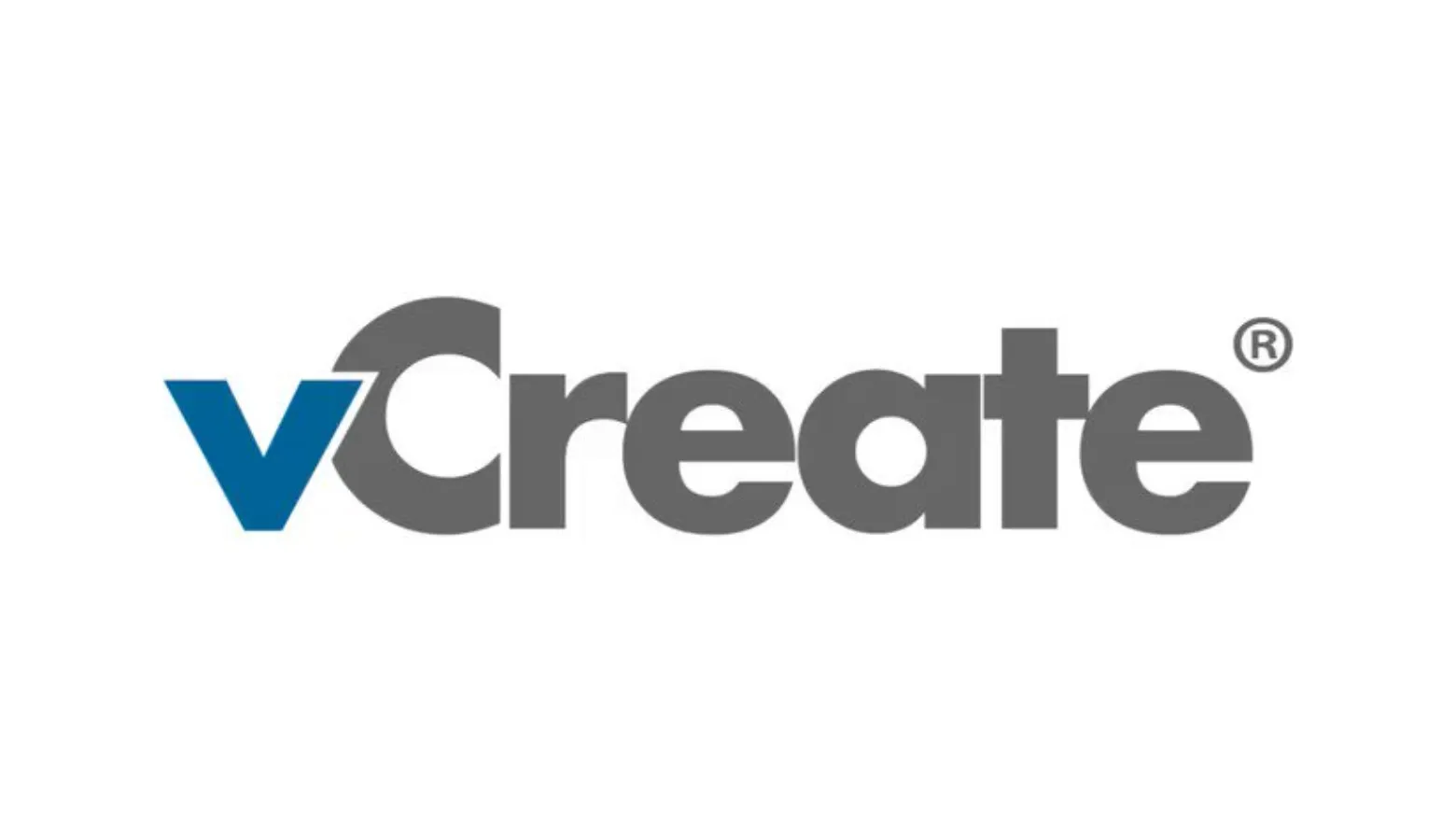 vCreate logo - blue "v" and grey "create" on white background