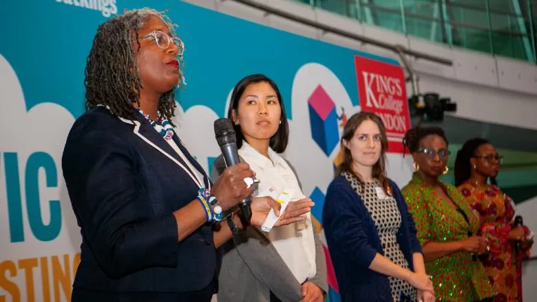 The Southwark Pensioners' Centre team pitching at the King's Civic Challenge Grand Final, 13 March 2020.