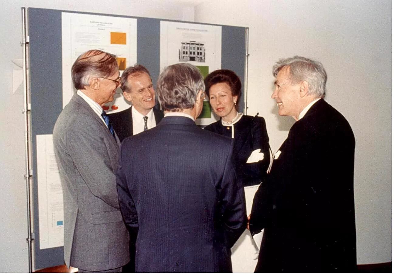 At the opening of the Addiction Sciences Building 1991 (L-R Mike Russell, John Strang, Malcolm Lader, HRH The Princess Royal, Griffith Edwards)