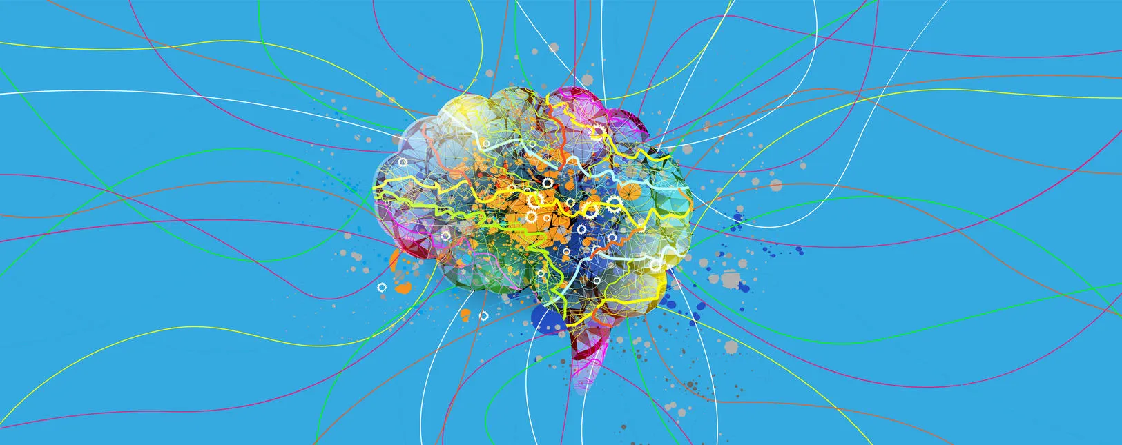 Abstract image of a brain with multiple threads and pathways 
