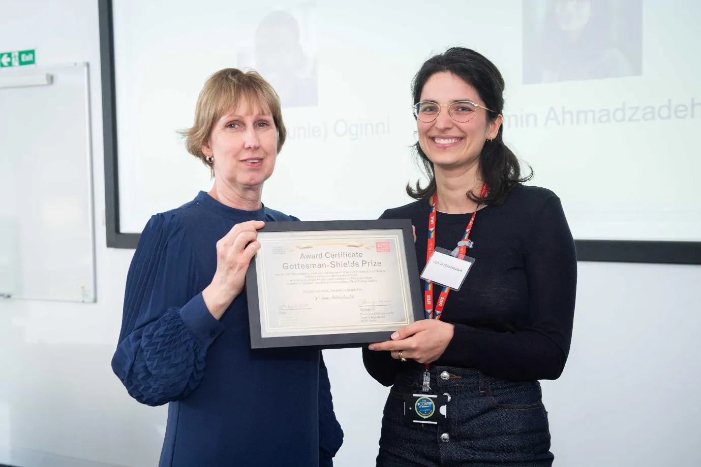 Dr Yasmin Ahmadzadeh SGDP gottesman-shields award