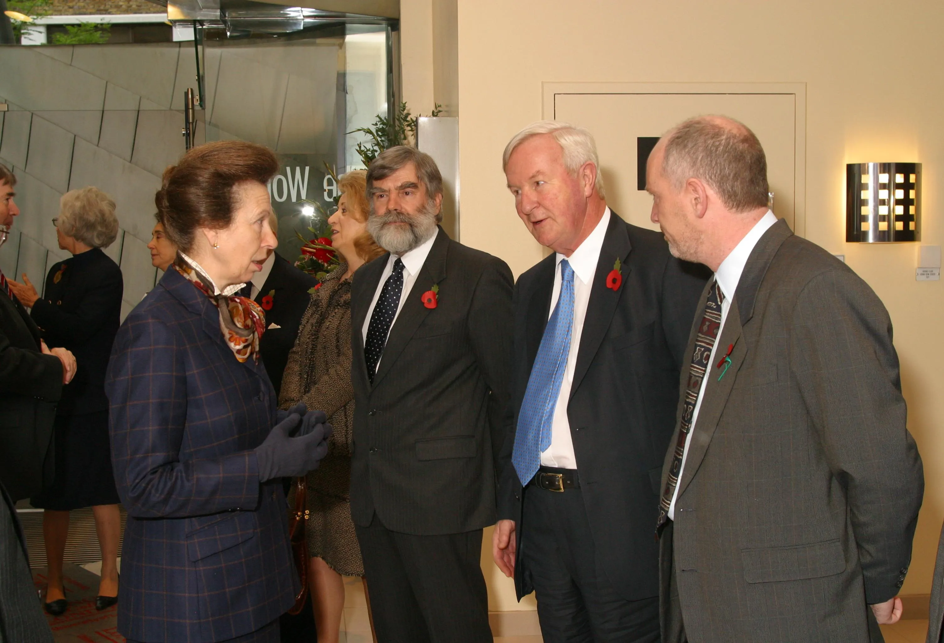 (L-R: HRH The Princess Royal, Lady Wolfson, Professors Bob Hider, Leslie Iversen & Pat Doherty)