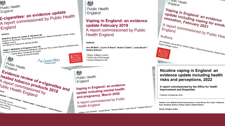 PHE vaping evidence reviews 2015-2022