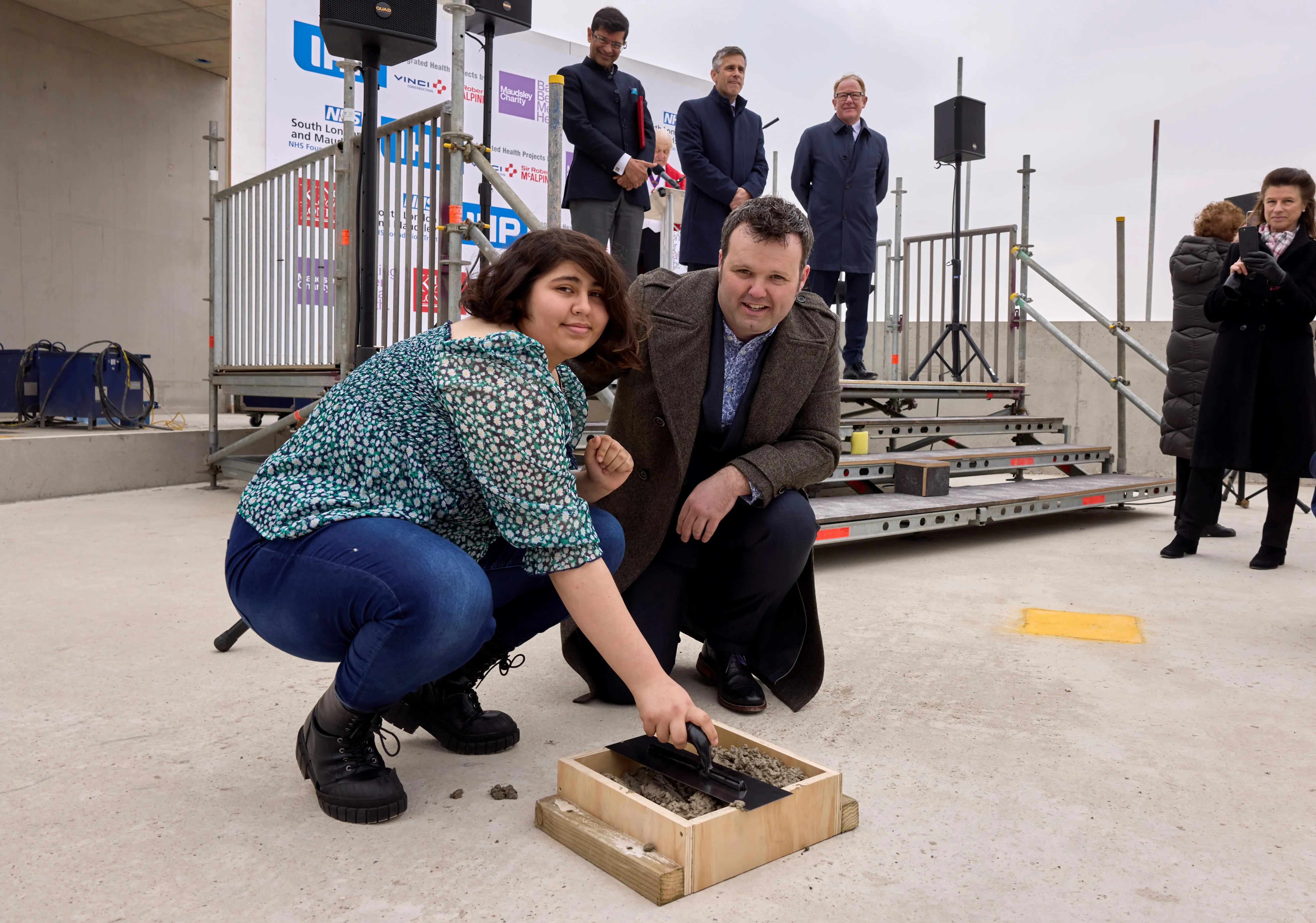 Young people who helped design the Centre attended the ceremony. Jasmin contributed to the ceremonial pouring of concrete with Works Manager, Ed Tidmarsh.