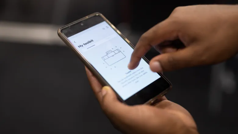 person using a digital therapy app