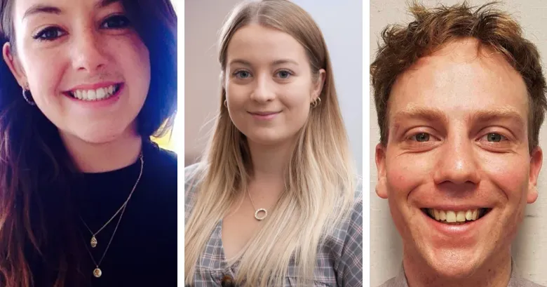 Bronze Prize winners Alice Bowen (left), Eileen Brobbin (centre), Dr Will Lawn (right).